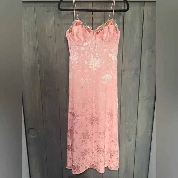 NWT For Love & Lemons x Victoria's Secret Lola Midi Dress - Blush Pink Large - Picture 3 of 7